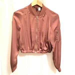 H&M Cropped sateen bomber jacket